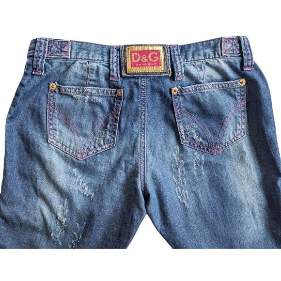 Rare 2006 DOLCE&GABBANA D&G Distressed Barbie Pink Stitch Bush Pant Capris Sz 24 - Picture 5 of 8